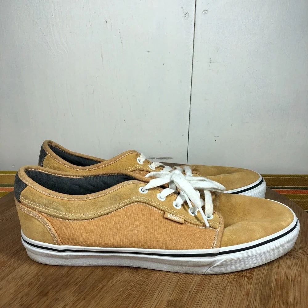 vans chukka low mens size 12 shoes yellow suede pro athletic skate sneakers